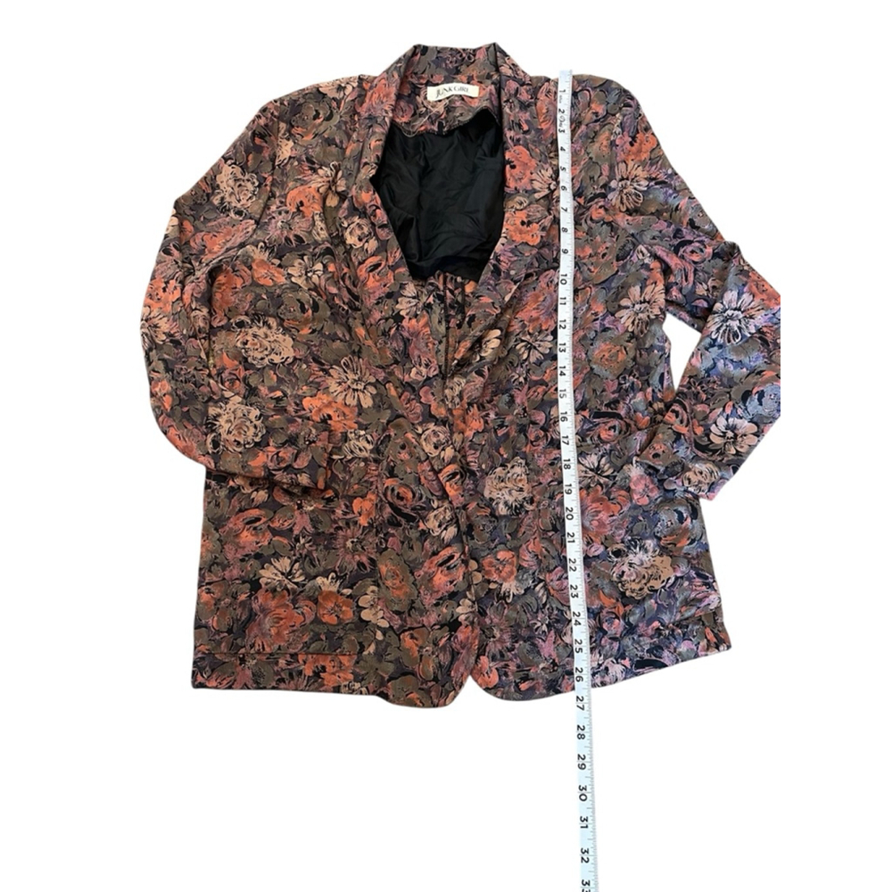 VINTAGE Blazer Women’s Medium Floral Print One Button Satin Finish M - Picture 4 of 11